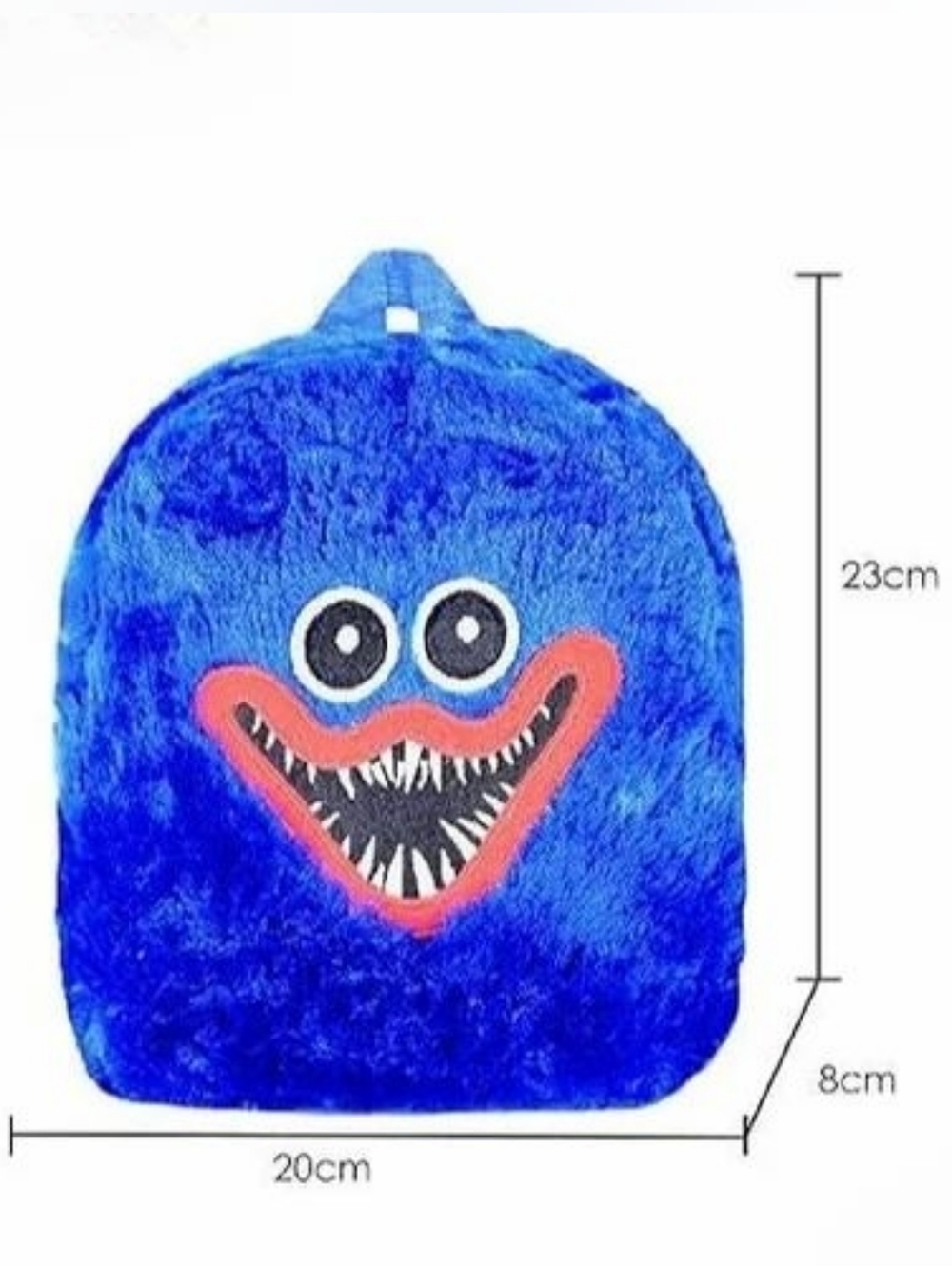 Huggy Wuggy Blue Fuzzy Character Backpack with Red Mouth Accent Backpack - Picture 2 of 5